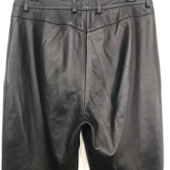 St. John Sport Black 100% Leather Straight Leg Zip Pocket Ankle Pants - Picture 7 of 16